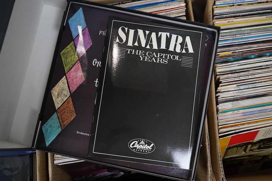 A large collection of LPs and CD box sets, artists include; Frank Sinatra, Tony Bennett, Pavarotti, Tom Jones, Donald Pears, Peggy Lee, Neil Sedaka, Shirley Bassey, Diana Washington, Barbra Streisand, etc. Condition - fa